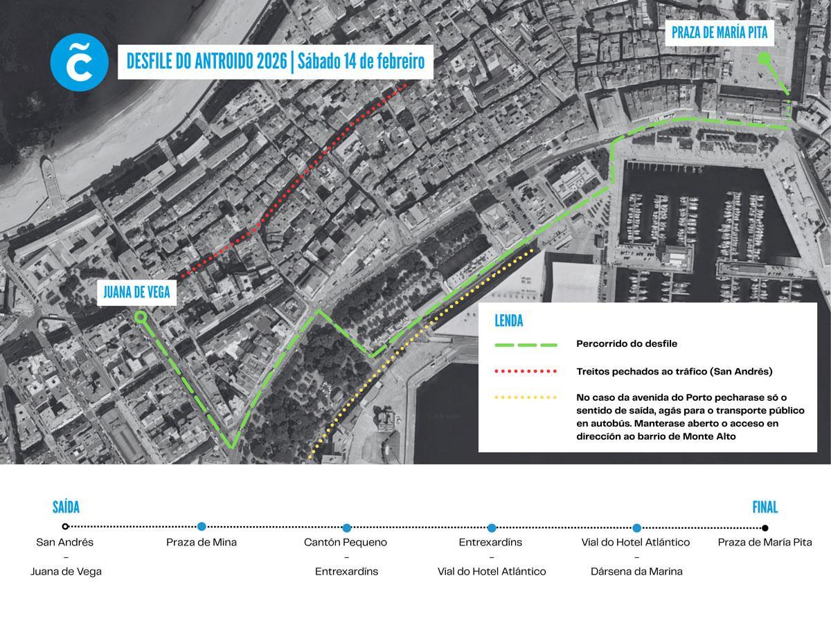 Recorrido del desfile de Carnaval y zonas afectadas al tráfico
