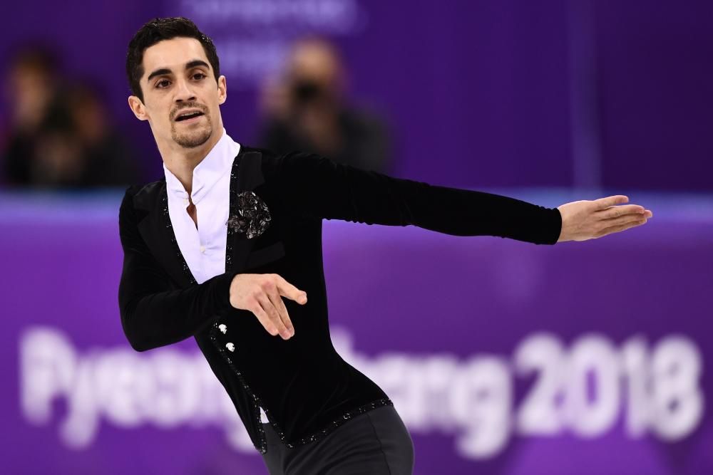 El patinador español Javier Fernández, durante el programa corto en los Juegos de Invierno, en el que ha acabado segundo.