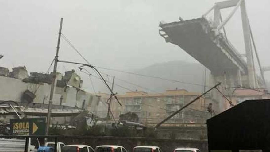 Imagen del estado del puente tras el derrumbe.