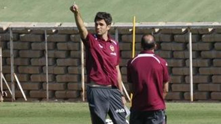 Pellegrino, durante el entrenamiento de hoy.