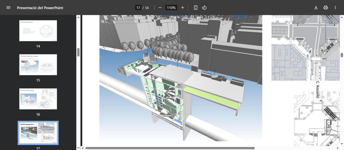 Imagen virtual de la futura estación de FGC de Hospital Clínic