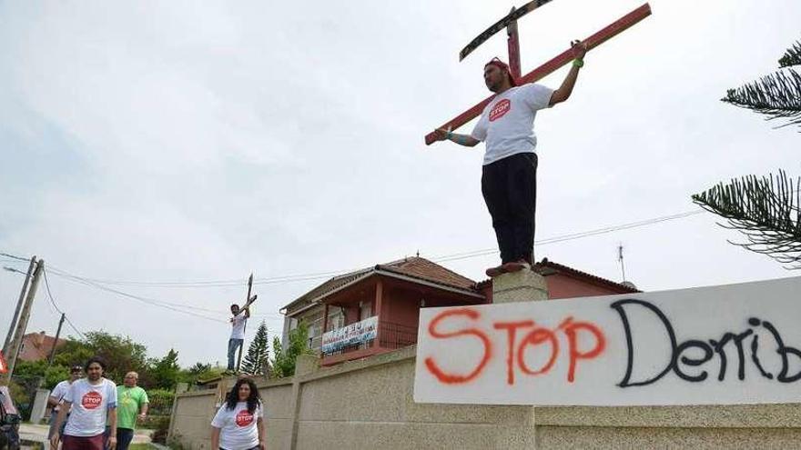 La protesta se realizó a lo largo de la carretera N-554. // Gustavo Santos