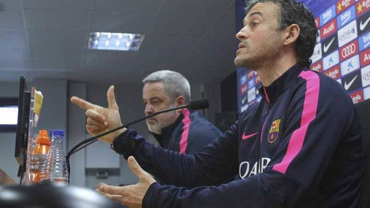 El entrenador del Barça Luis Enrique Martínez en una rueda de prensa en la Ciutat Esportiva Joan Gamper