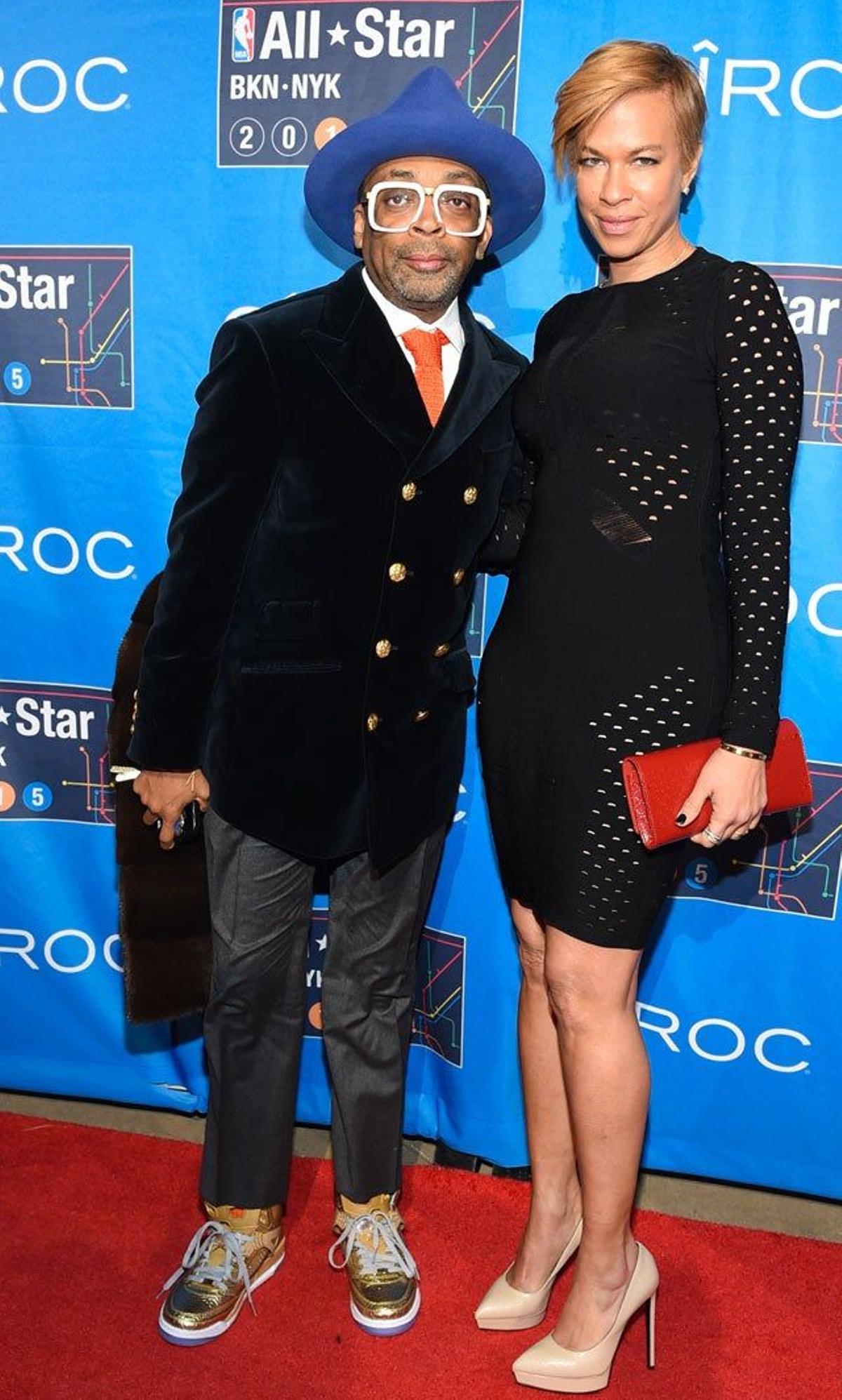 Spike Lee y su mujer Tonya Lewis en el partido All Star 2015