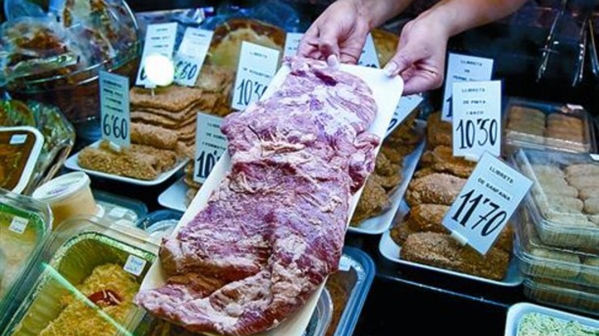 El secreto ibérico, la parte próxima a la cabecera del lomo, se vende en las paradas de carne de cerdo.