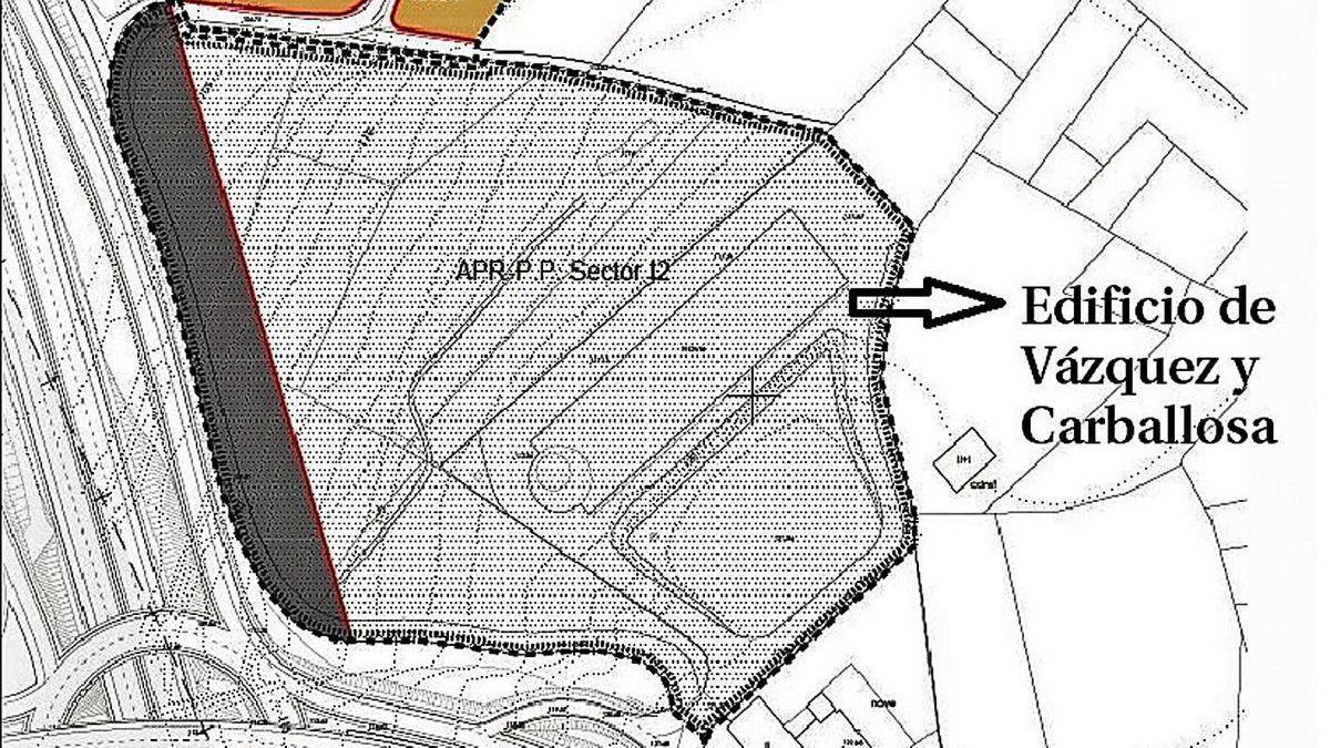 Plano del PXOM de Sada que muestra que el edificio está en un sector sin desarrollar.