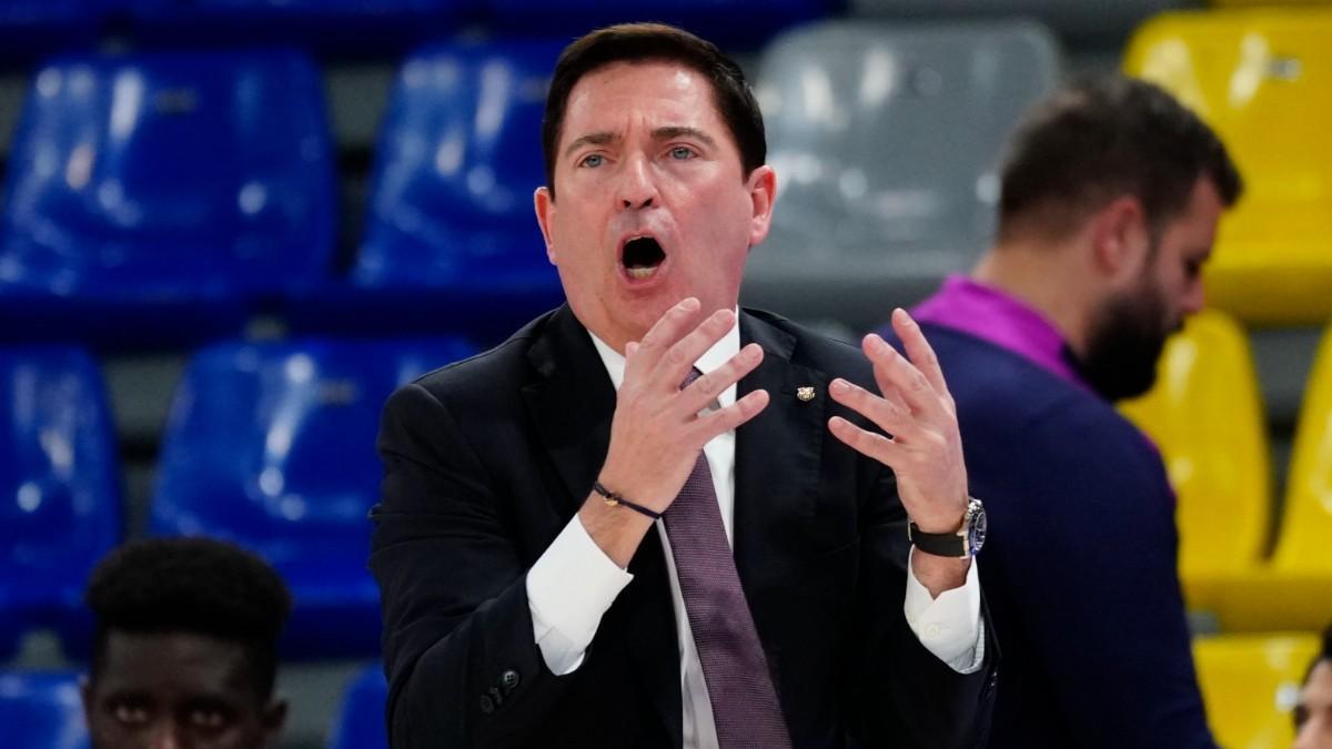 Xavi Pascual, durante un partido con el Barça
