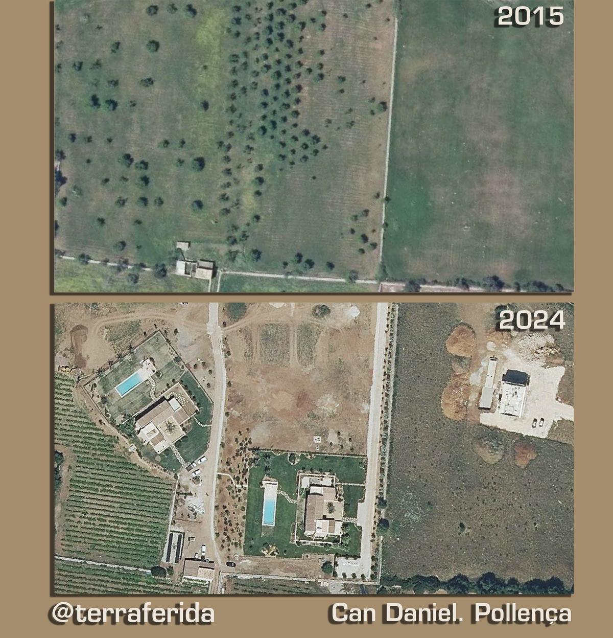 Die Finca Can Daniel in Pollença in den Jahren 2015 und 2024.
