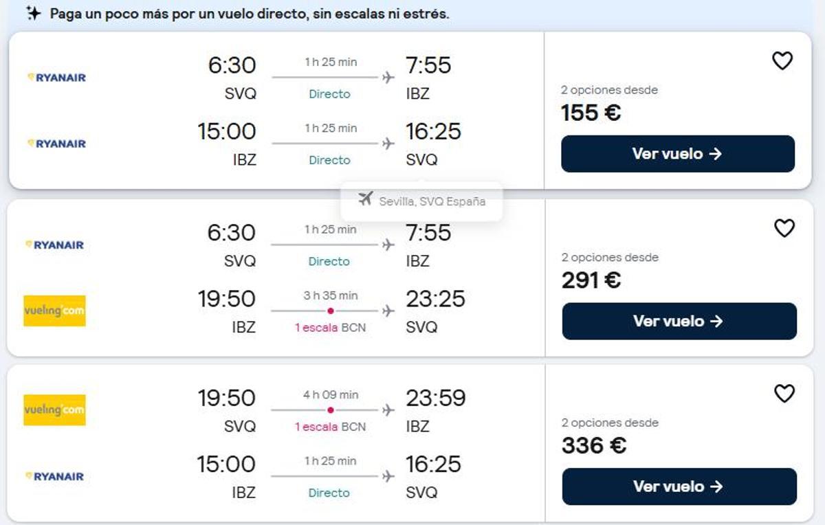 Vuelos de Sevilla a Ibiza