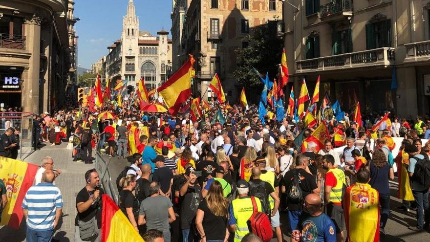 Moment de la manifestació de Jusapol a Barcelona