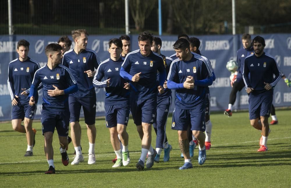 El entrenamiento del Oviedo de esta mañana