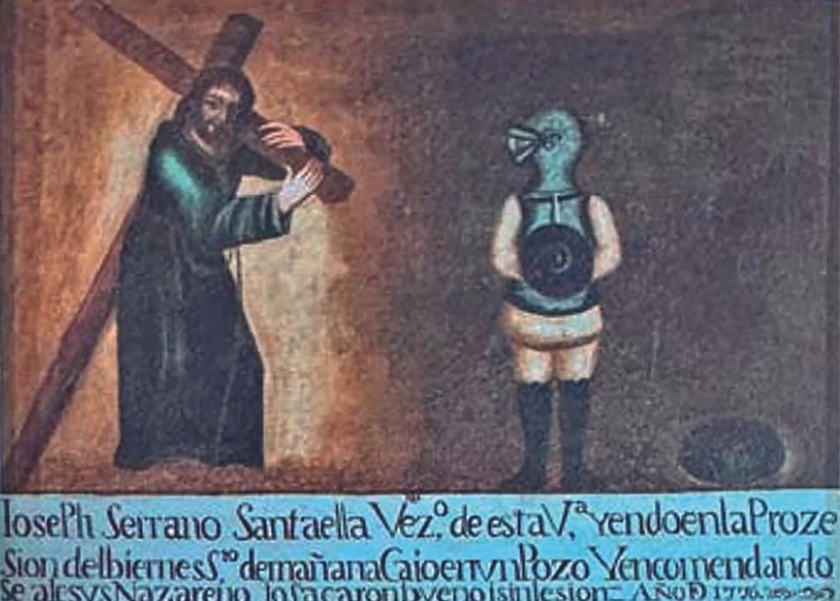 Nazareno de Priego: Pintura que muestra el milagro obrado en José Serrano Santaella.