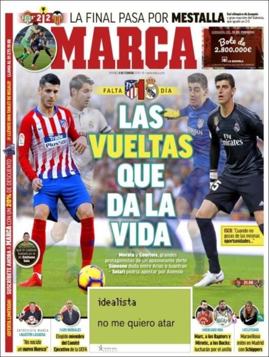 Portada MARCA viernes 8 de febrero 2019