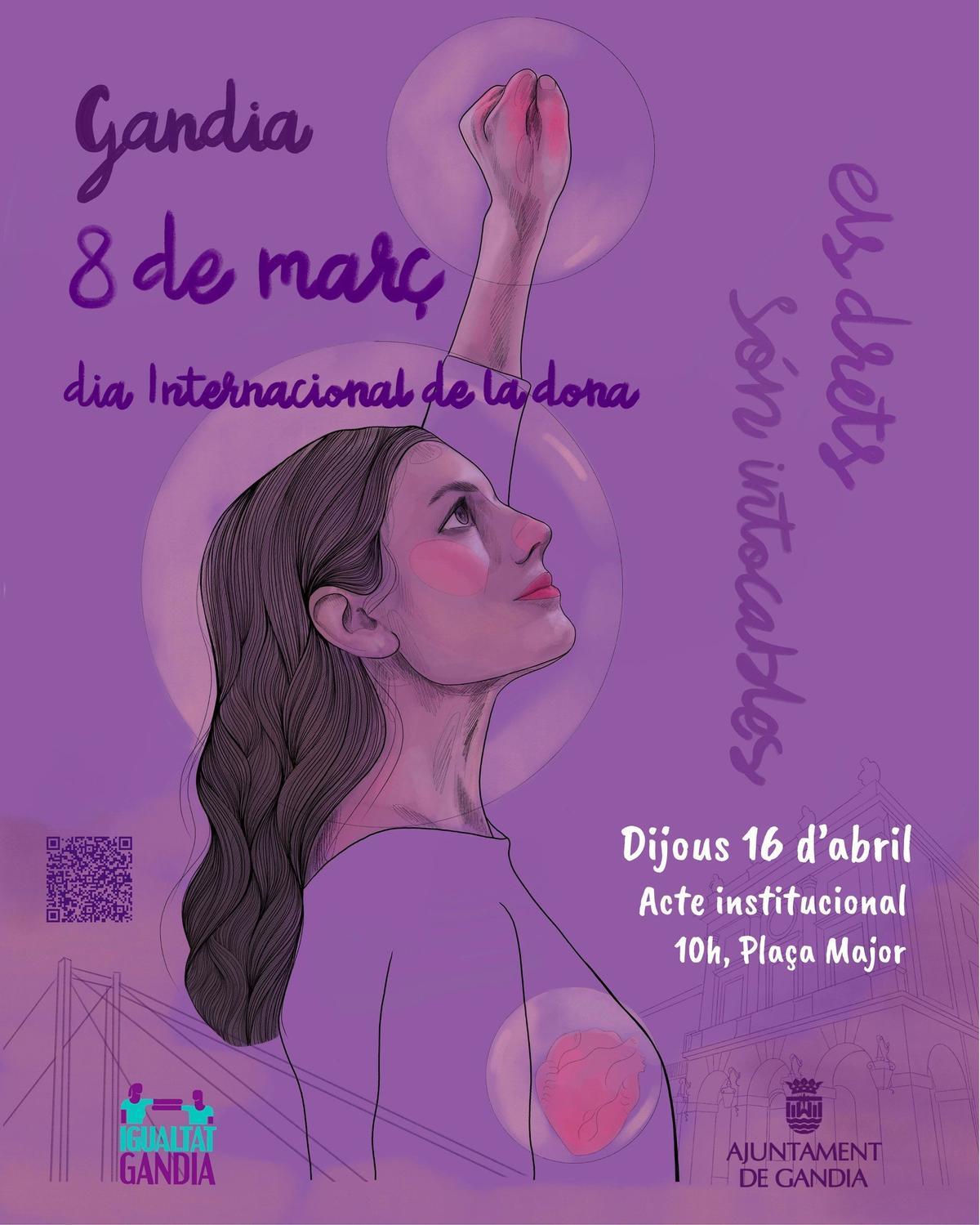 Imagen del cartel del Dia de la Dona 2026 en Gandia