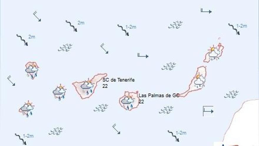 Cielos nubosos y chubascos en zonas altas de Canarias