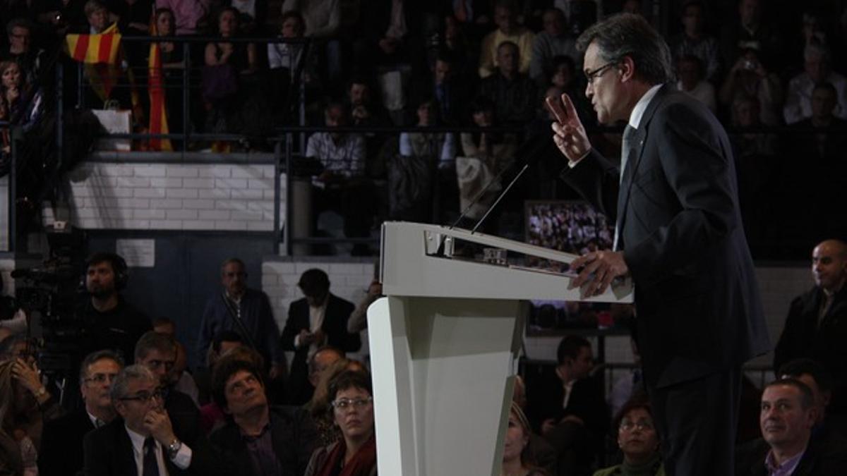 Mas, durante el acto electoral de este martes en Lleida.