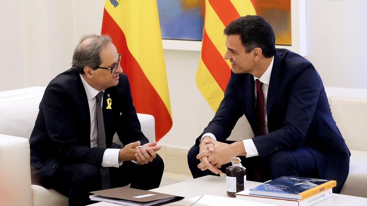 Pedro Sánchez y Quim Torra en La Moncloa