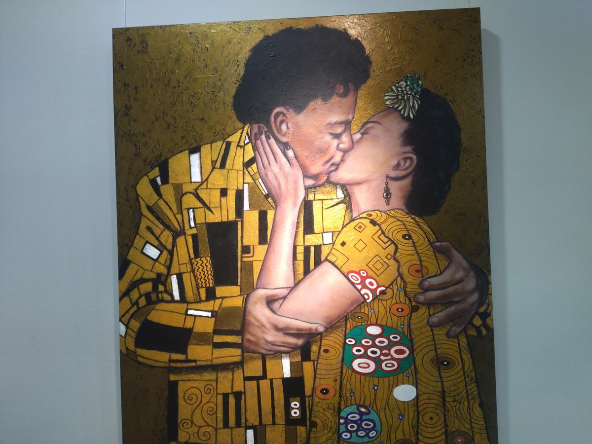 "El beso", reinterpretado con Diego Rivera y Frida Kahlo