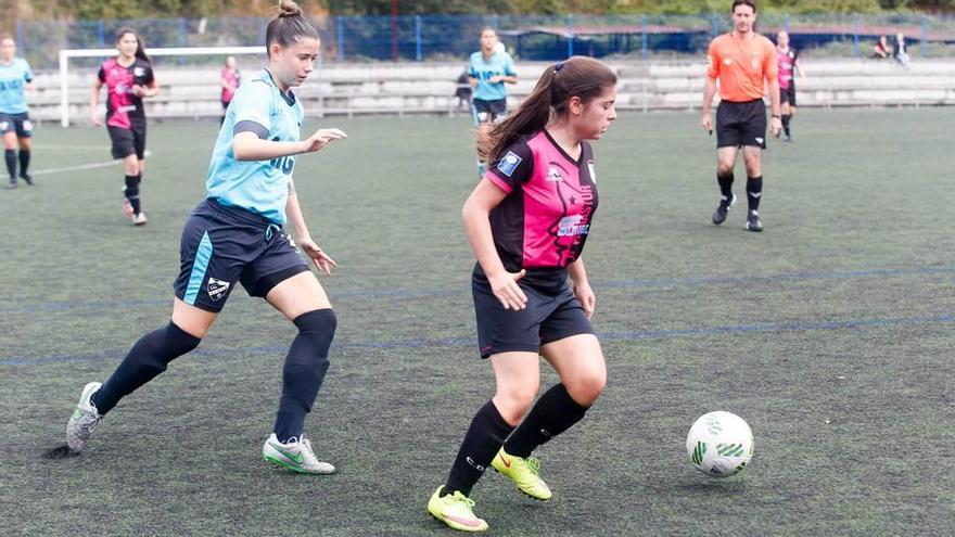 Una acción del partido entre el Femiastur y el Matamá de la primera vuelta.