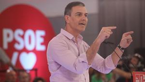 Pedro Sánchez, durante el acto del PSOE en Málaga.