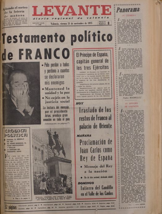 Portada del 21 de noviembre de 1975, un día después de la muerte de Franco.
