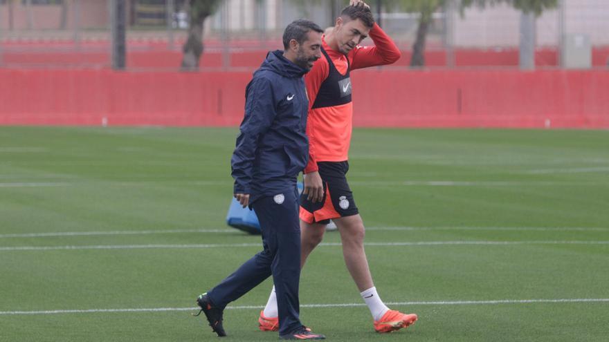 Antonio Raíllo en el primer entrenamiento del Real Mallorca.