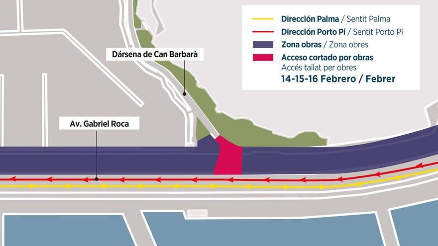 Cortan tres días el acceso a la dársena de Can Barbarà por las obras del Paseo Marítimo
