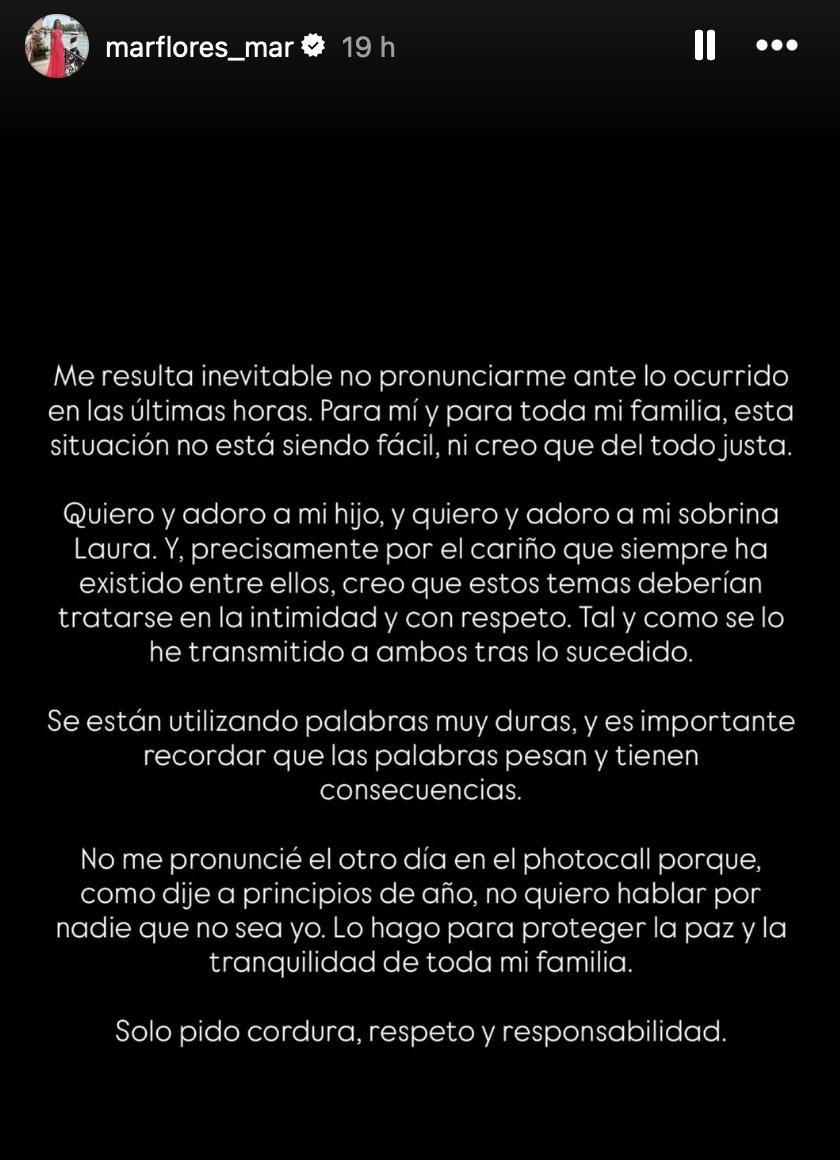 Mar Flores se pronuncia en medio de la polémica entre su hijo y los hermanos Matamoros