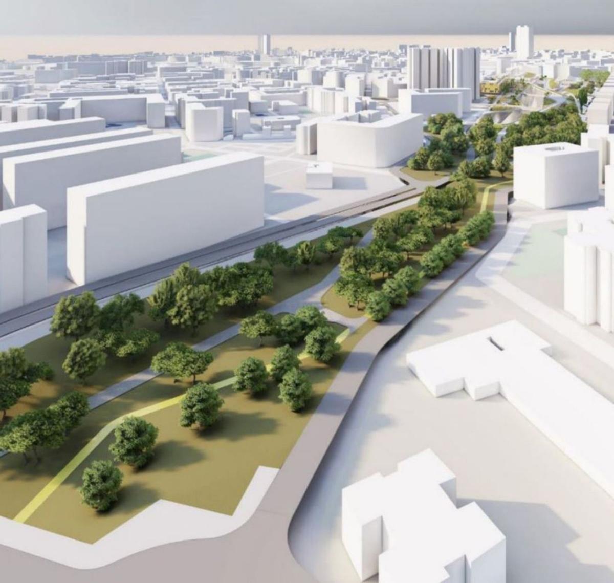 Croquis de la integración del Parque Central incluido en la consulta ciudadana impulsada por el Ayuntamiento. | INFORMACIÓN