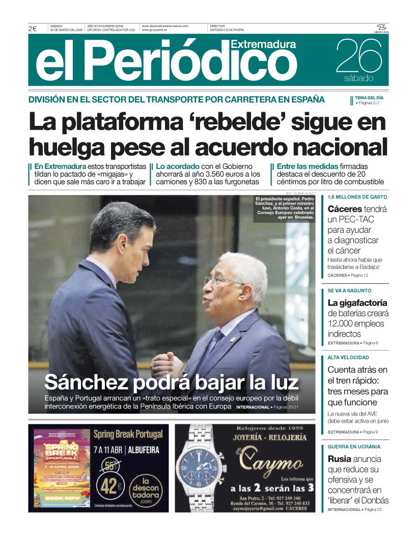 Consulta la portada correspondiente al día 26 de marzo del 2022