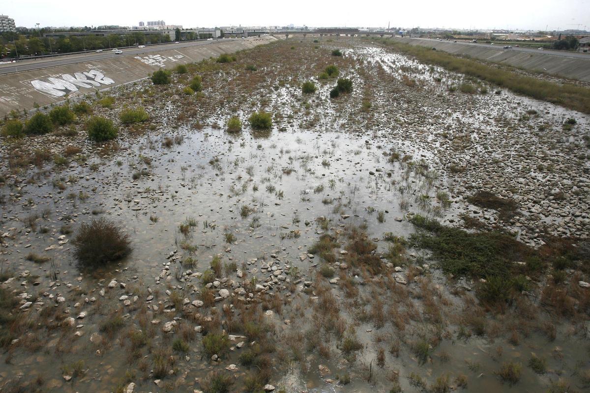 El nuevo cauce del Turia habitualmente con escaso caudal