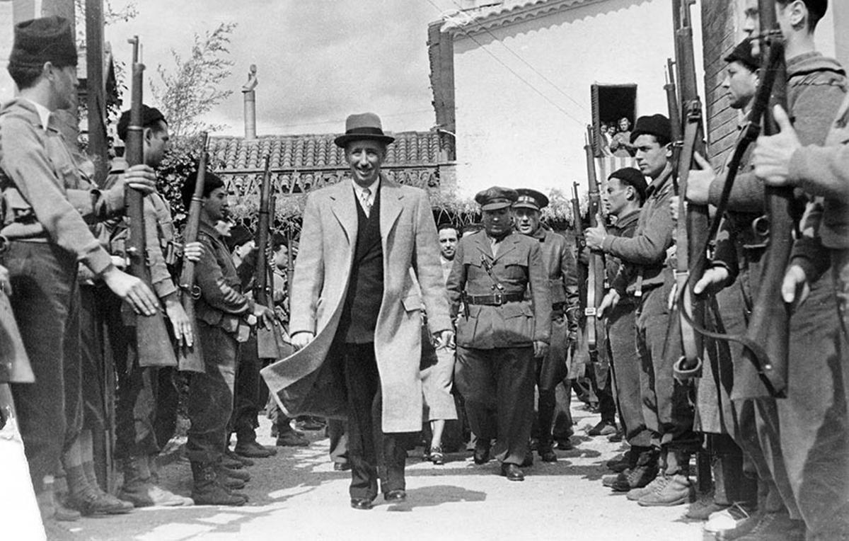 Joan Andreu Puig Farran, Lluís Companys en el campo de instrucción militar de Pins del Vallès, Sant Cugat del Vallès, Barcelona, marzo de 1937.