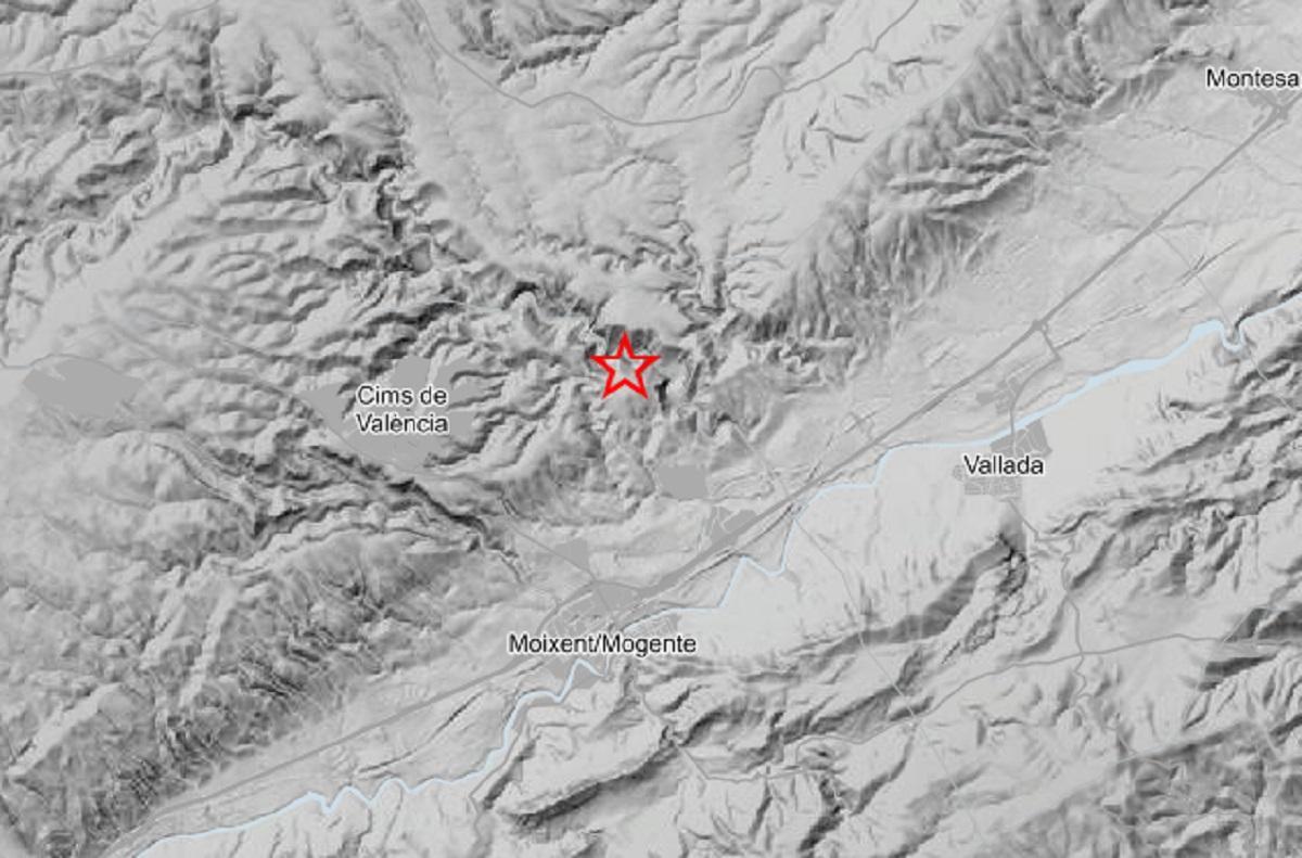 El epicentro del terremoto de esta tarde en Moixent.
