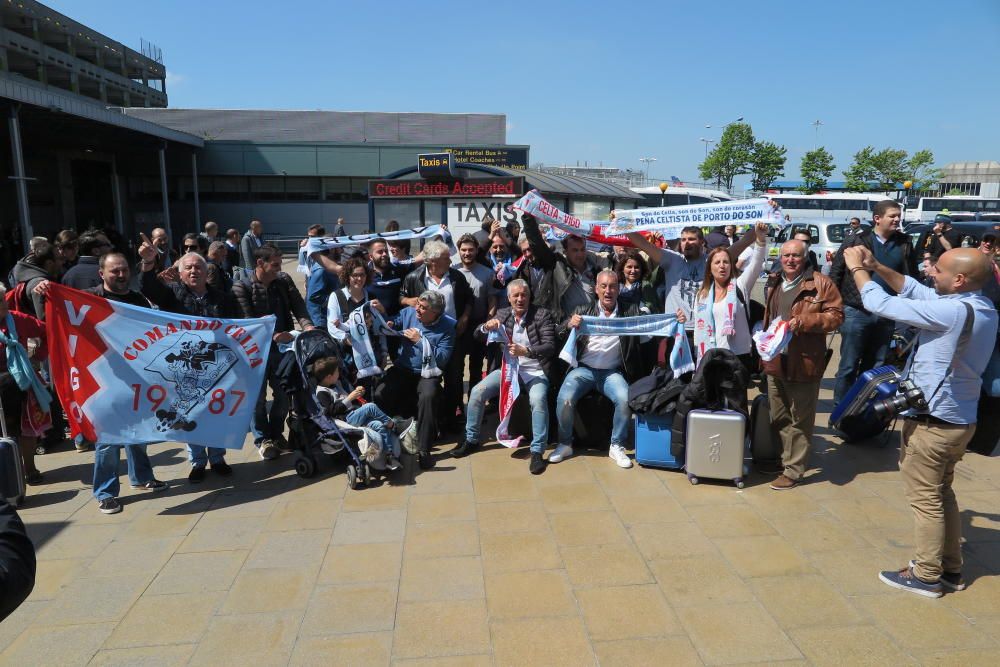 Llegada del Celta al aeropuerto de Manchester