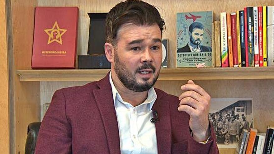 Rufián afirma que ERC acudeix a la taula de diàleg sense «enganyar ningú»