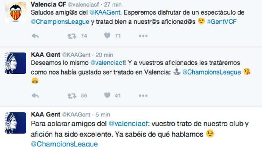 El Gent deja un recado a Valencia... en Twitter