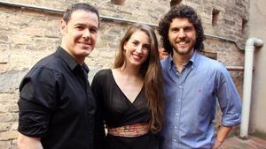 De izquierda a derecha, Iván Labanda, Ana San Martín y Toni Vinyals, protagonistas de ’Scaramouche’, el nuevo musical de Dagoll Dagom.  