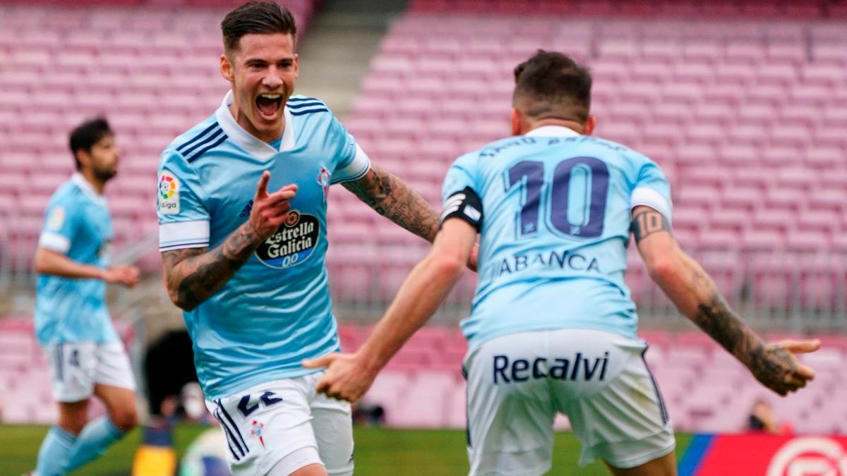 Santi Mina empató el partido en el Camp Nou