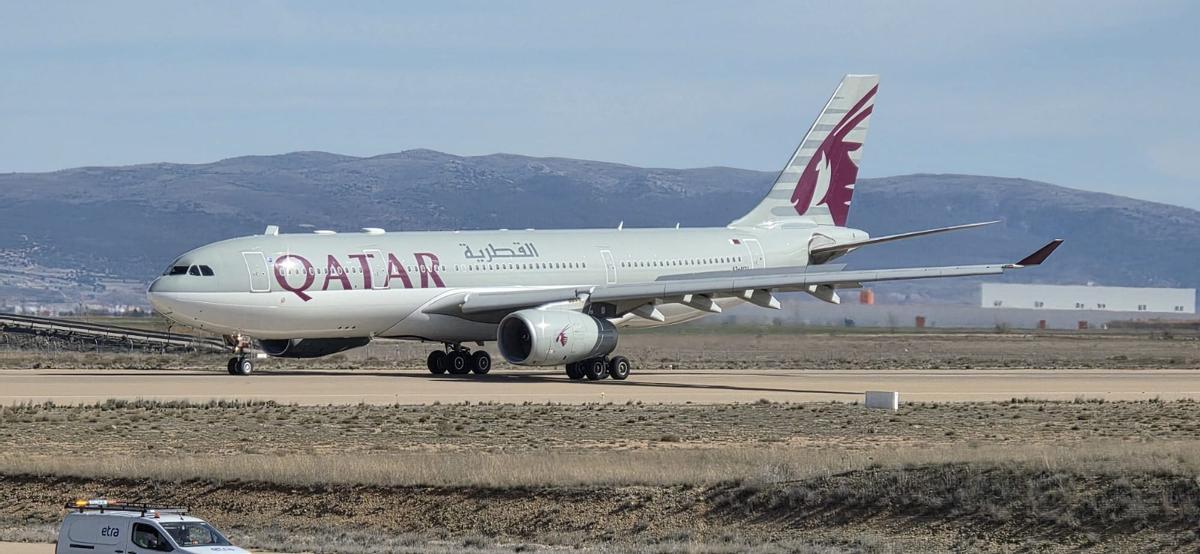 Aviones de Qatar Airwais procedentes de bases de Oriente Medio que han llegado en los últimos días al Aeropuerto de Teruel.