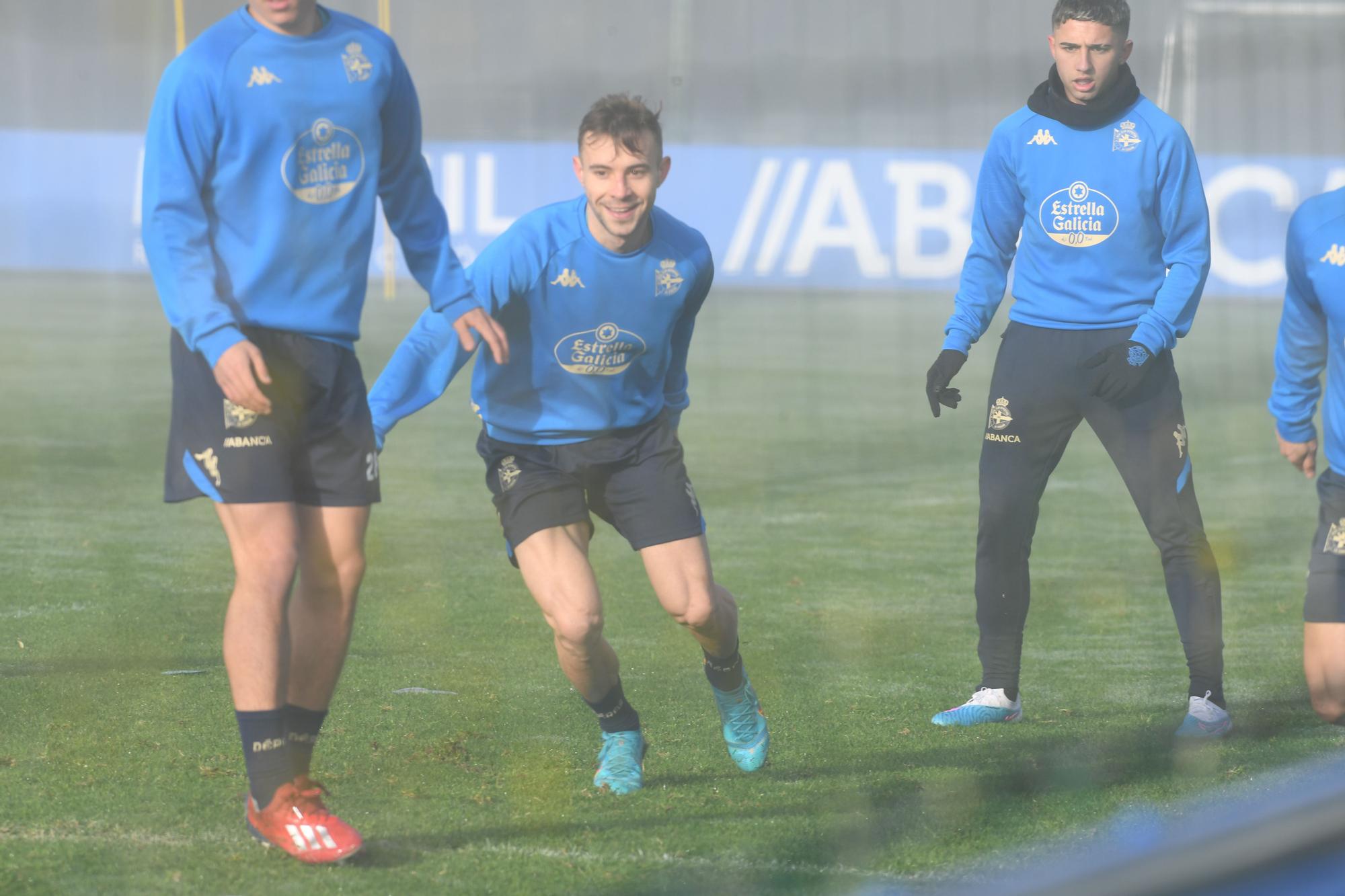 Primer día de entrenamiento de Saverio y Lebedenko con el Dépor