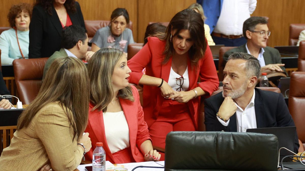 La portavoz del Grupo Socialista en la Cámara autonómica, María Márquez, antes del debate.