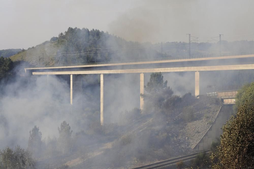 Incendio forestal en Lalín