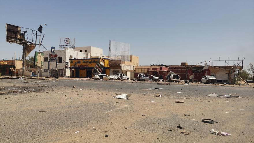 Mercado bombardeado en Omdurmán.