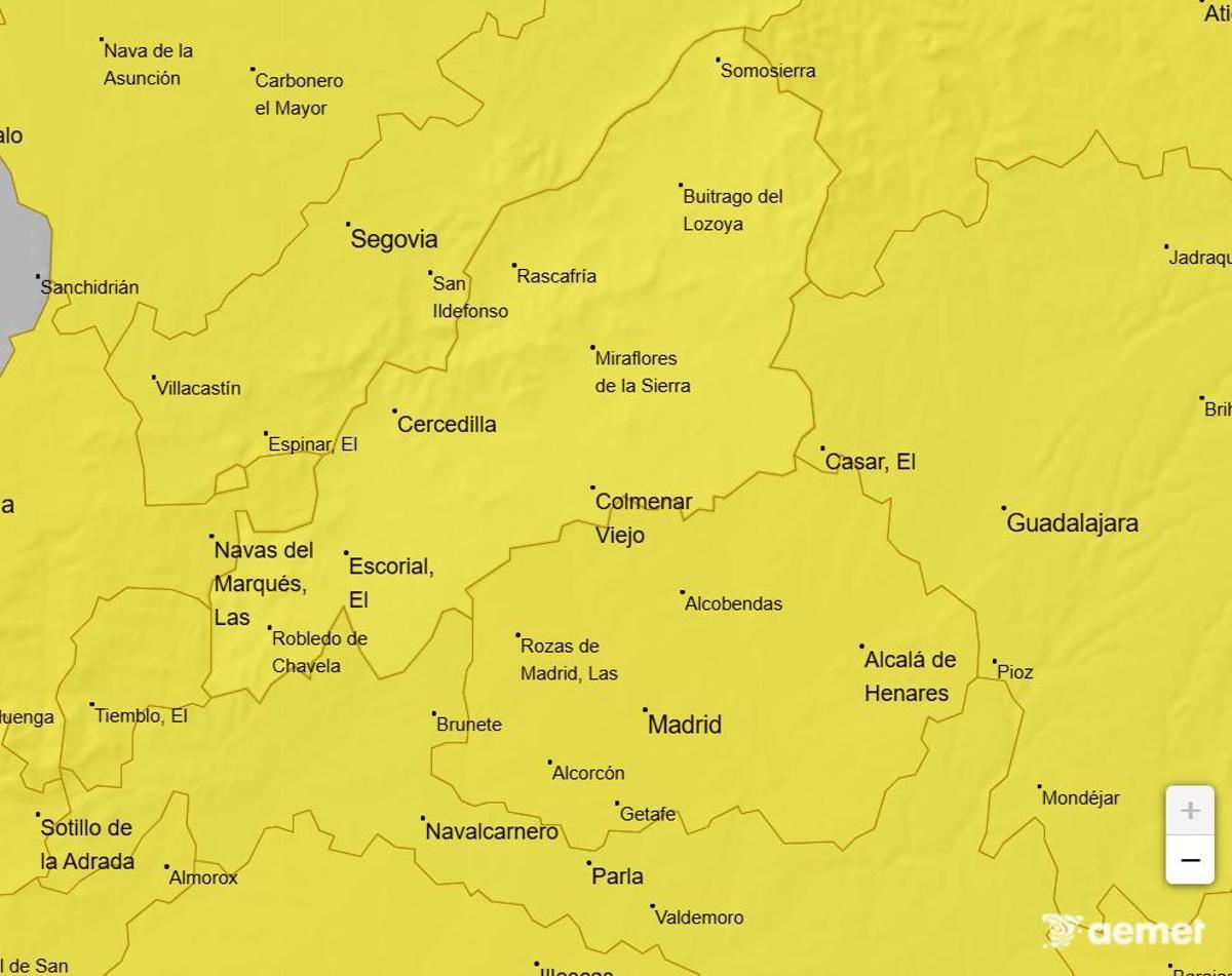 Mapa de avisos para este jueves