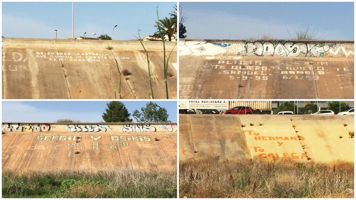 Algunas de las pintadas recopiladas en el libro 'TKM. 17 relatos de amor' de María Rodilla.