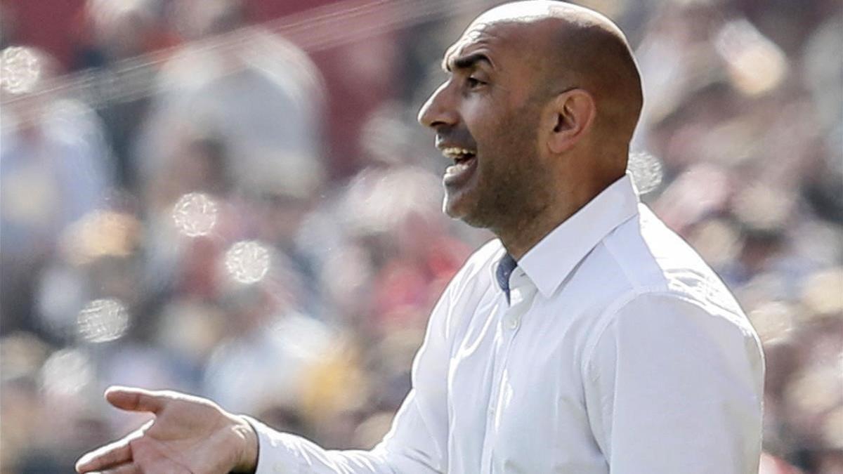 Abelardo, en el Sánchez Pizjuán en el duelo del Espanyol contra el Sevilla.