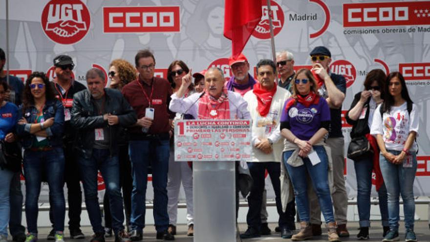 Pepe Álvarez, ayer en su discurso en Madrid por el Día del Trabajador.