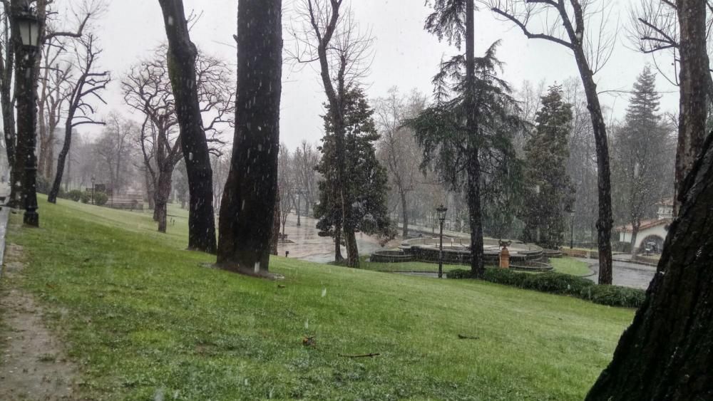 La nieve llega al centro de Oviedo