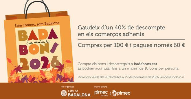 Badalona abrirá el 26 de octubre una nueva campaña de bonos del 40% de descuento en los comercios locales