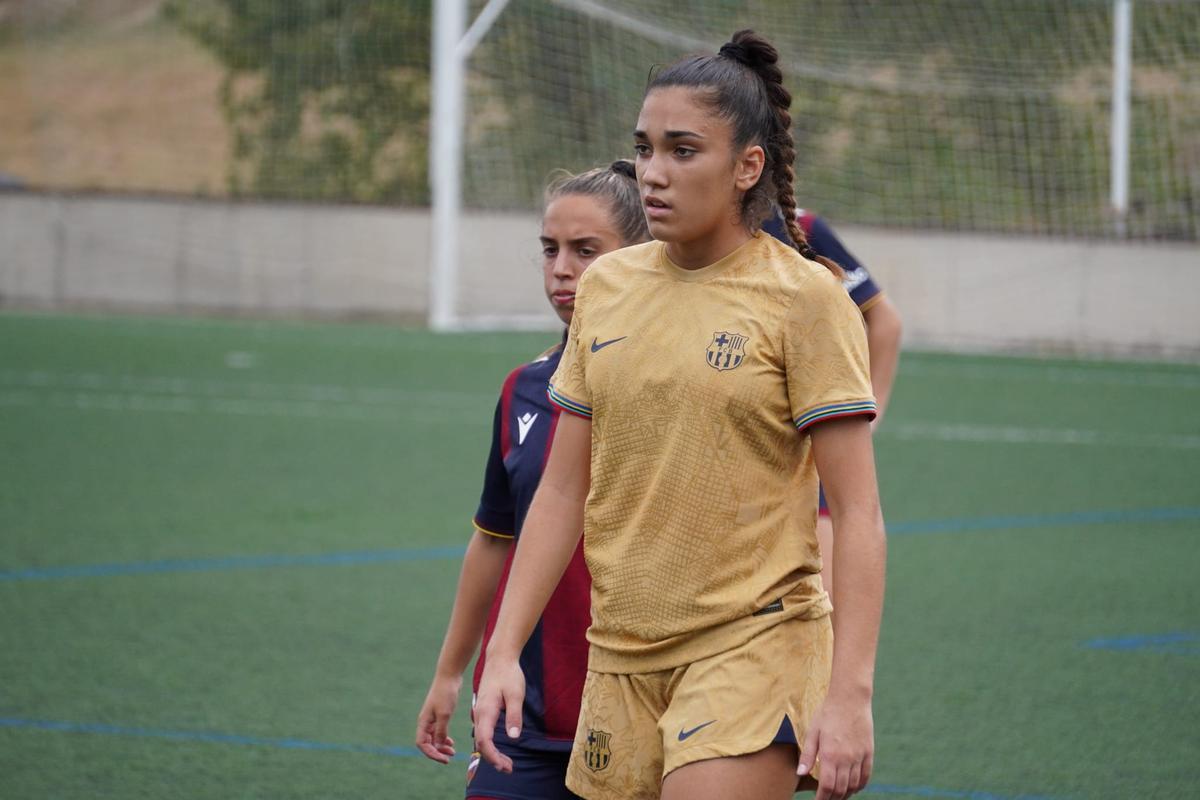 La davantera internacional del juvenil del FC Barcelona Laia Guerrero durant la disputa del partit pel 3r i el 4t llocs
